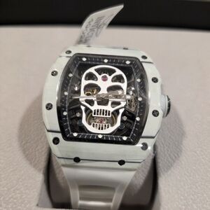 New Release White Invicta S1 Rally Skelton Skull Automatic Men's Watch 49026